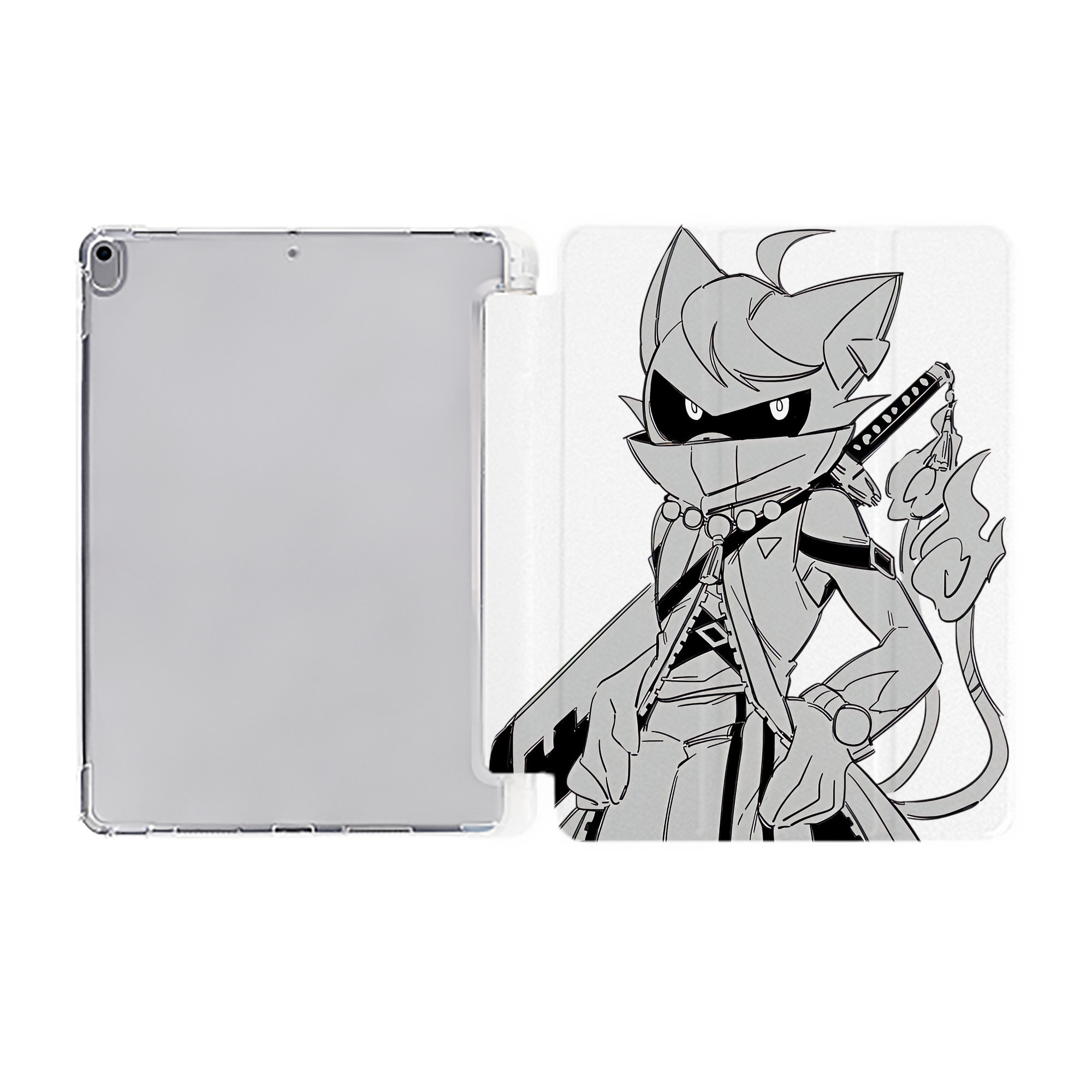 （画像用） 妖怪ウォッチ Yo-kai Watch IPad ケース ペン収納付き 三つ折りスタンド PUレザー×シリコン 対応機種9.5/10.5/10.9インチ